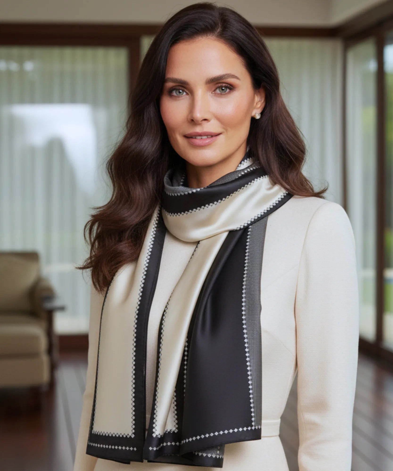 Comprar lenço de seda feminino estampado elegante macio echarpe de pescoço para o dia a dia e festas barato ANELLIMN
