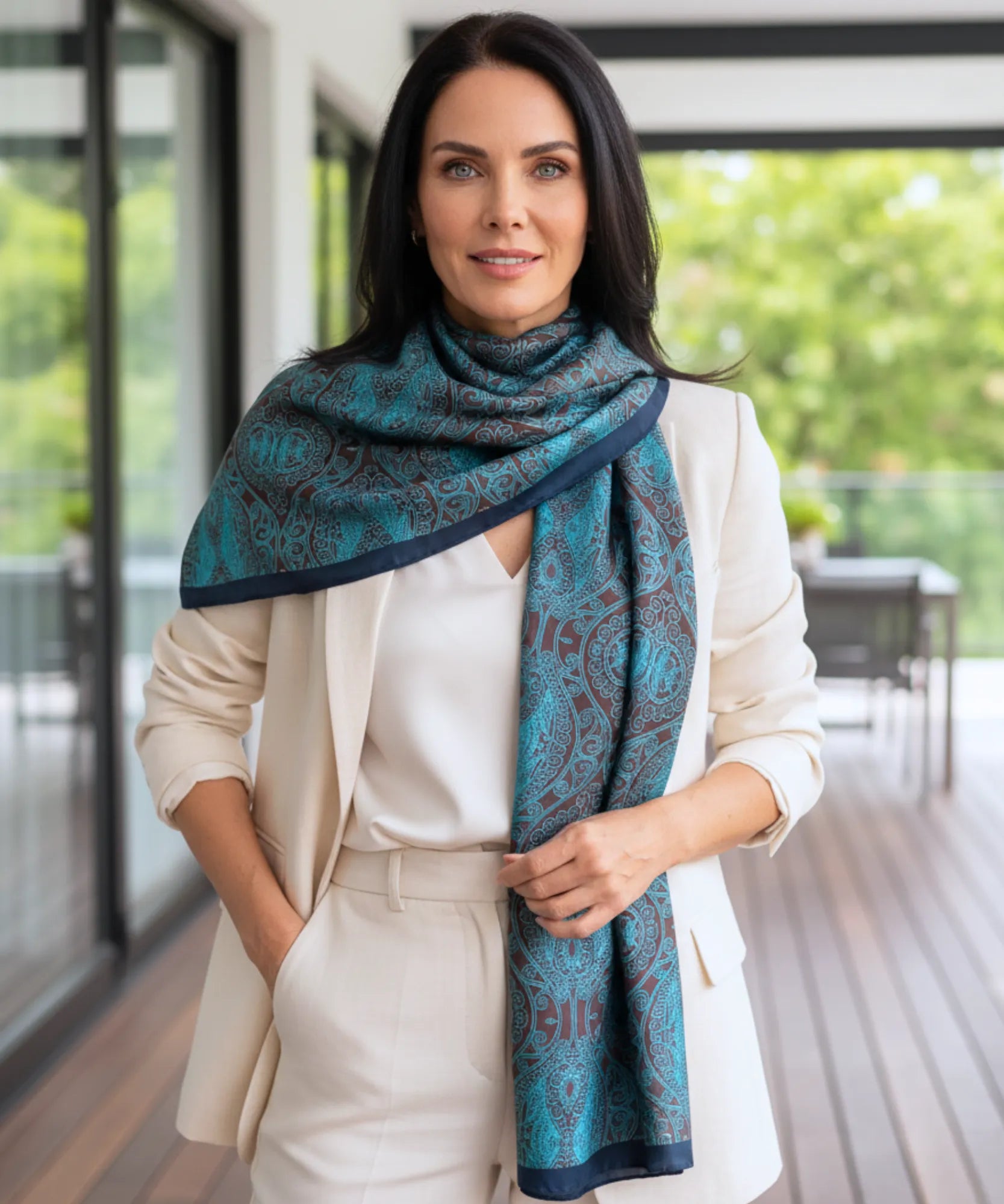 Comprar lenço de seda feminino estampado elegante macio echarpe de pescoço para o dia a dia e festas barato ANELLIMN