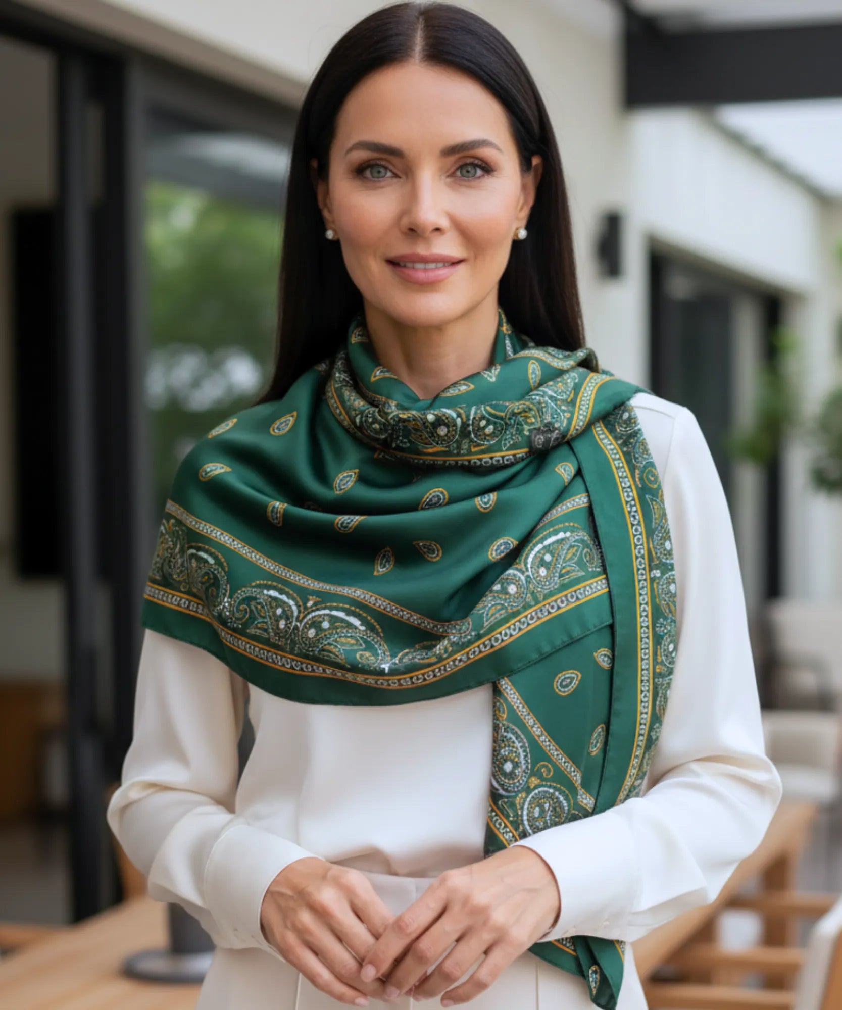 Comprar lenço de seda feminino estampado elegante macio echarpe de pescoço para o dia a dia e festas barato ANELLIMN