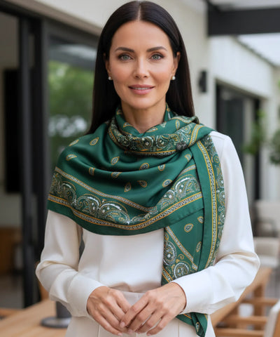 Comprar lenço de seda feminino estampado elegante macio echarpe de pescoço para o dia a dia e festas barato ANELLIMN