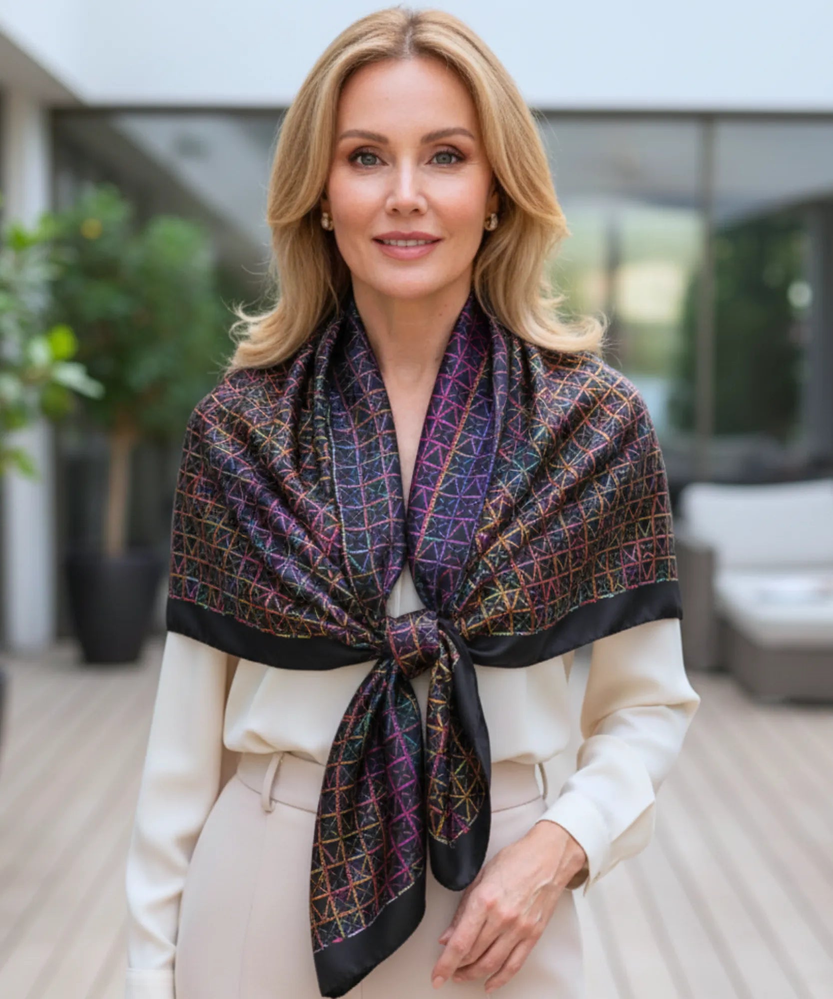 Comprar lenço de seda feminino estampado elegante macio echarpe de pescoço para o dia a dia e festas barato ANELLIMN