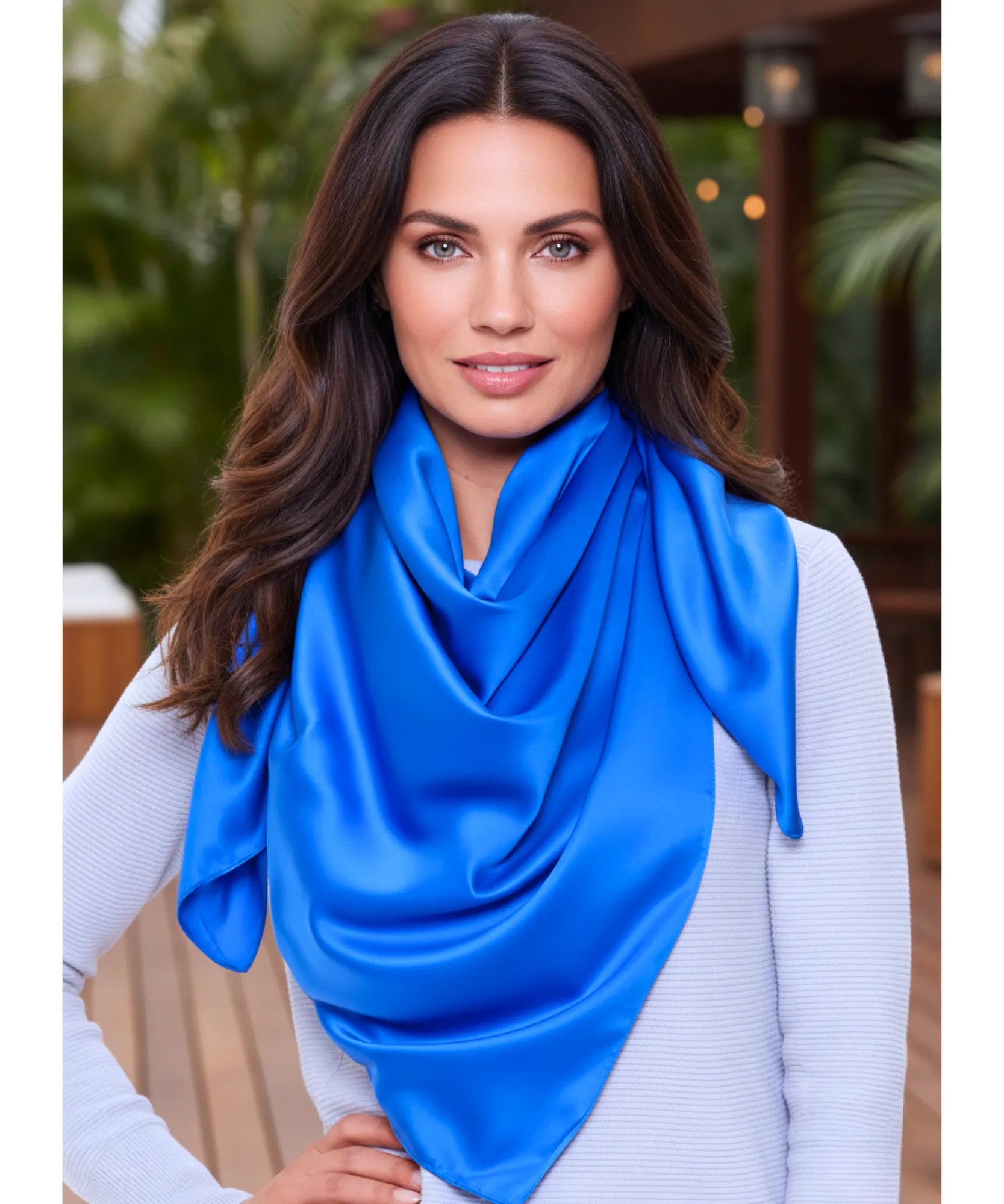 Comprar lenço de seda feminino quadrado cetim liso 90x90 acetinado várias cores cabelo pescoço bolsa barato ANELLIMN
