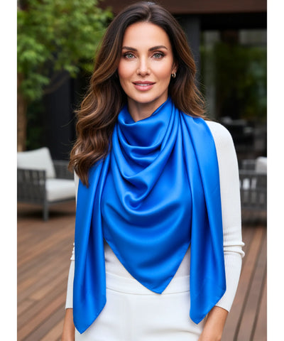 Comprar lenço de seda feminino quadrado cetim liso 90x90 acetinado várias cores cabelo pescoço bolsa barato ANELLIMN