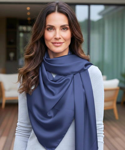 Comprar lenço de seda feminino quadrado cetim liso 90x90 acetinado várias cores cabelo pescoço bolsa barato ANELLIMN