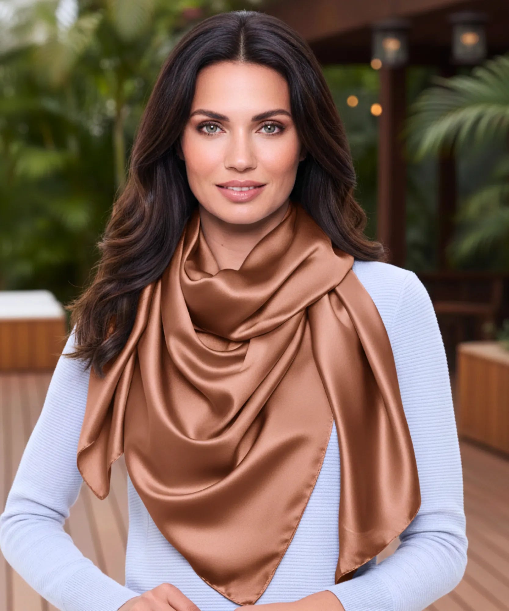 Comprar lenço de seda feminino quadrado cetim liso 90x90 acetinado várias cores cabelo pescoço bolsa barato ANELLIMN