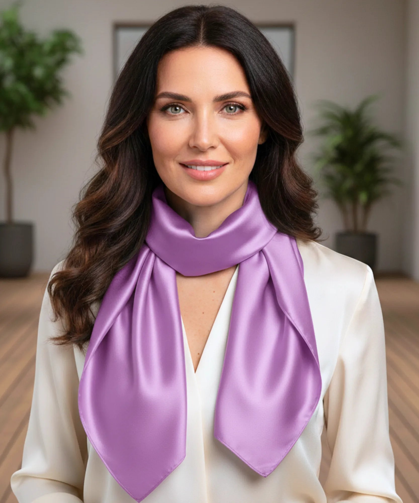 Comprar lenço de seda feminino quadrado cetim liso 90x90 acetinado várias cores cabelo pescoço bolsa barato ANELLIMN