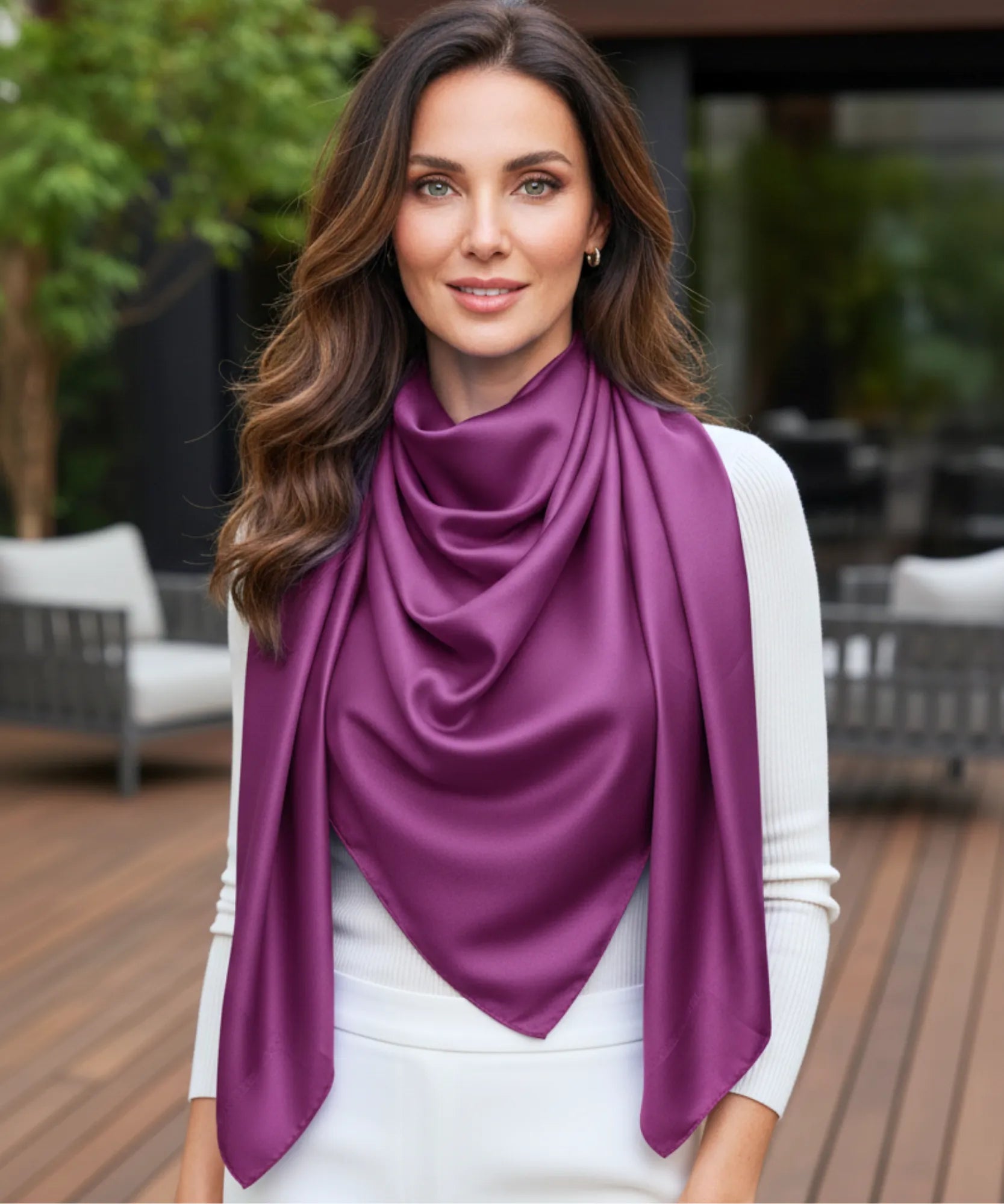 Comprar lenço de seda feminino quadrado cetim liso 90x90 acetinado várias cores cabelo pescoço bolsa barato ANELLIMN