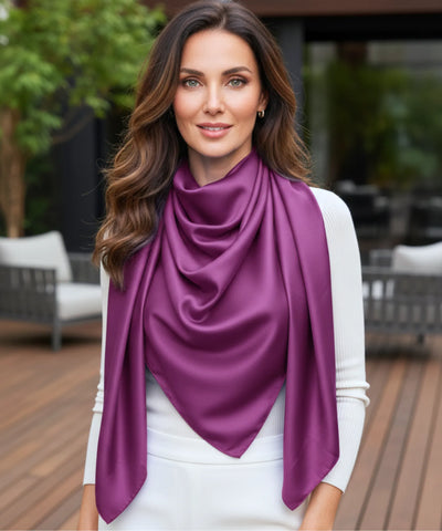 Comprar lenço de seda feminino quadrado cetim liso 90x90 acetinado várias cores cabelo pescoço bolsa barato ANELLIMN