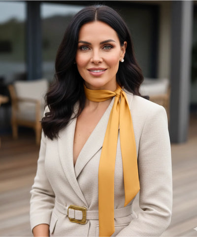 Comprar lenço feminino de cetim fita longa slim laço no pescoço acetinado elegante barato ANELLIMN