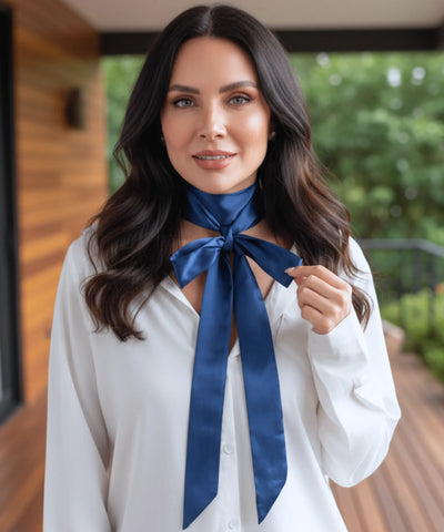 Comprar lenço feminino de cetim fita longa slim laço no pescoço acetinado elegante barato ANELLIMN