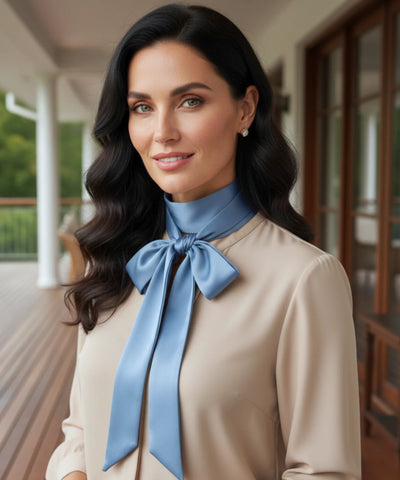 Comprar lenço feminino de cetim fita longa slim laço no pescoço acetinado elegante barato ANELLIMN