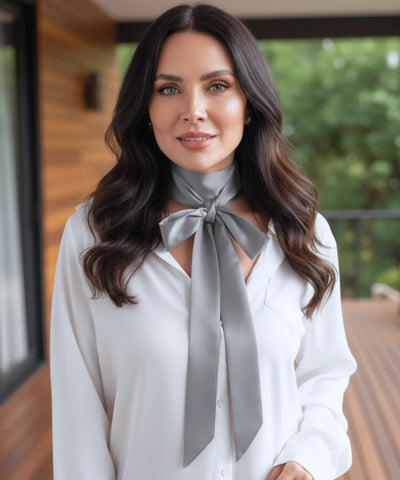 Comprar lenço feminino de cetim fita longa slim laço no pescoço acetinado elegante barato ANELLIMN