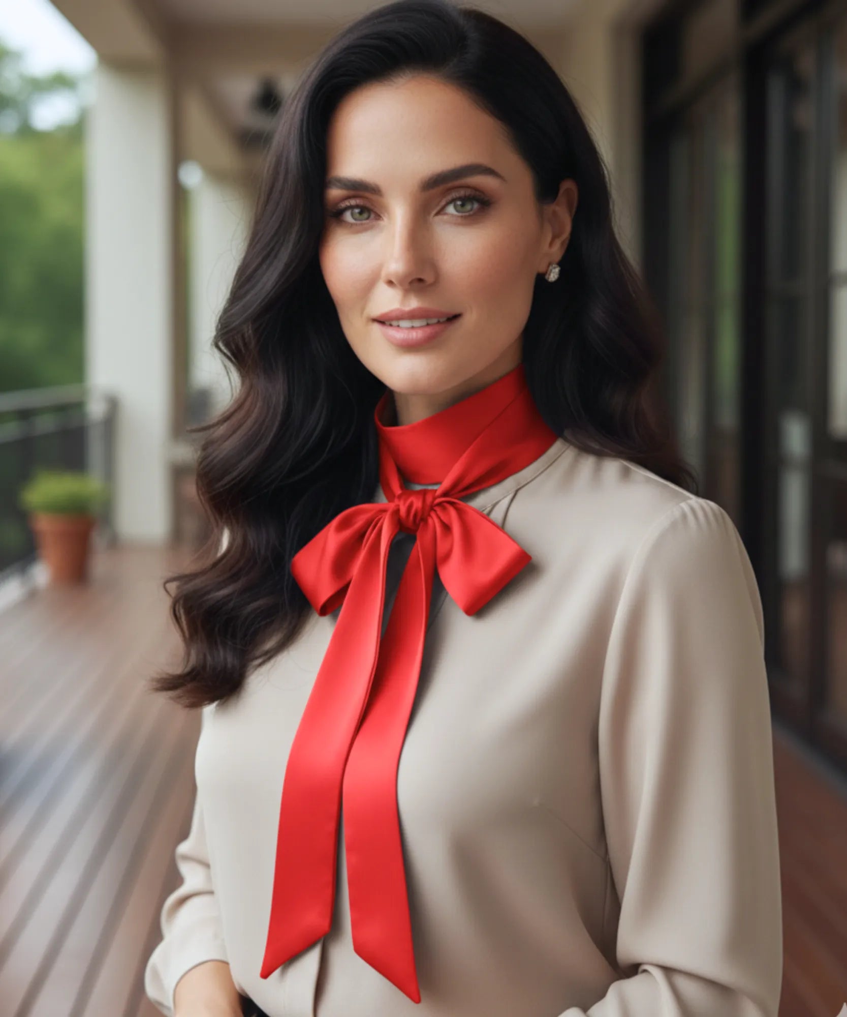 Comprar lenço feminino de cetim fita longa slim laço no pescoço acetinado elegante barato ANELLIMN