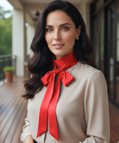 Comprar lenço feminino de cetim fita longa slim laço no pescoço acetinado elegante barato ANELLIMN