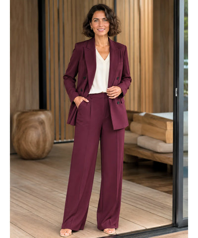 Comprar conjunto alfaiataria feminino blazer calça social executivo elegante bordô escritório promoção ZARA