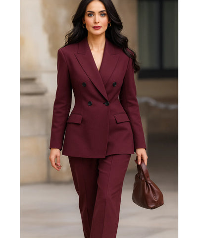 Conjunto Alfaiataria Feminino Blazer Calça Social Bordô | Lolie