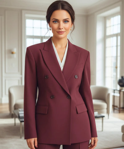 Conjunto Alfaiataria Feminino Blazer Calça Social Bordô | Lolie