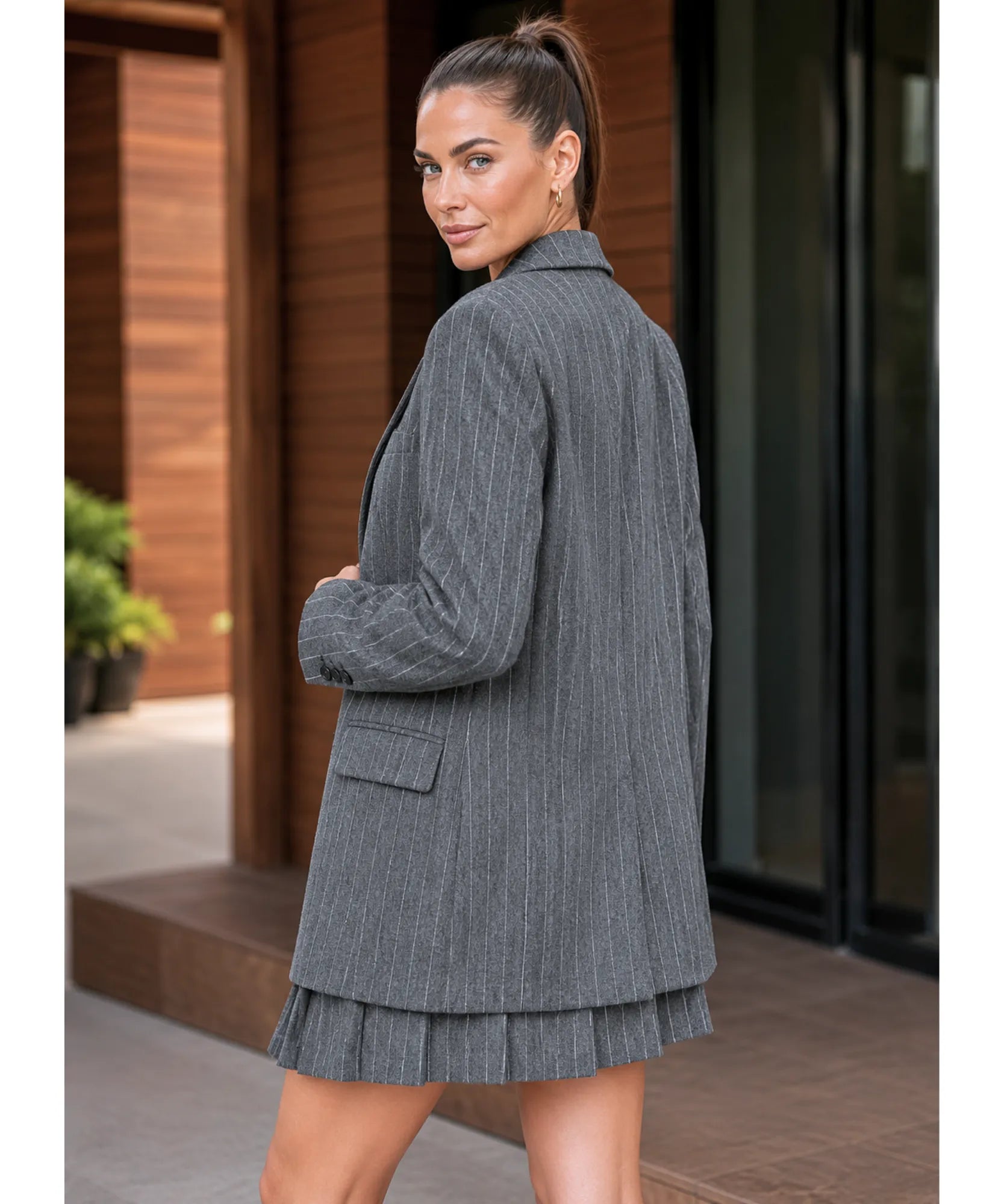Comprar Conjunto Alfaiataria Risca de Giz Feminino Social barato em promoção ANELLIMN
