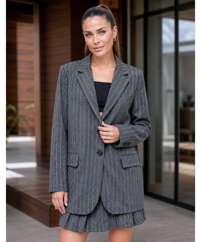 Comprar Conjunto Alfaiataria Risca de Giz Feminino Social barato em promoção ANELLIMN