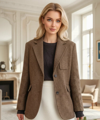 Comprar Conjunto alfaiataria feminino twaeed xadrez com blazer estruturado e saia midi, elegância executiva e sofisticação atemporal em promoção ZARA

