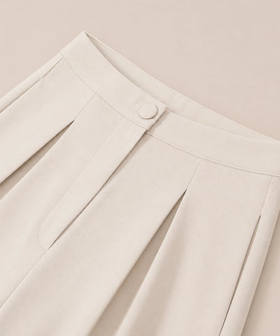 Comprar conjunto alfaiataria feminino colete e calça wide leg cintura alta pregas zíper lateral off-white em promoção ZARA