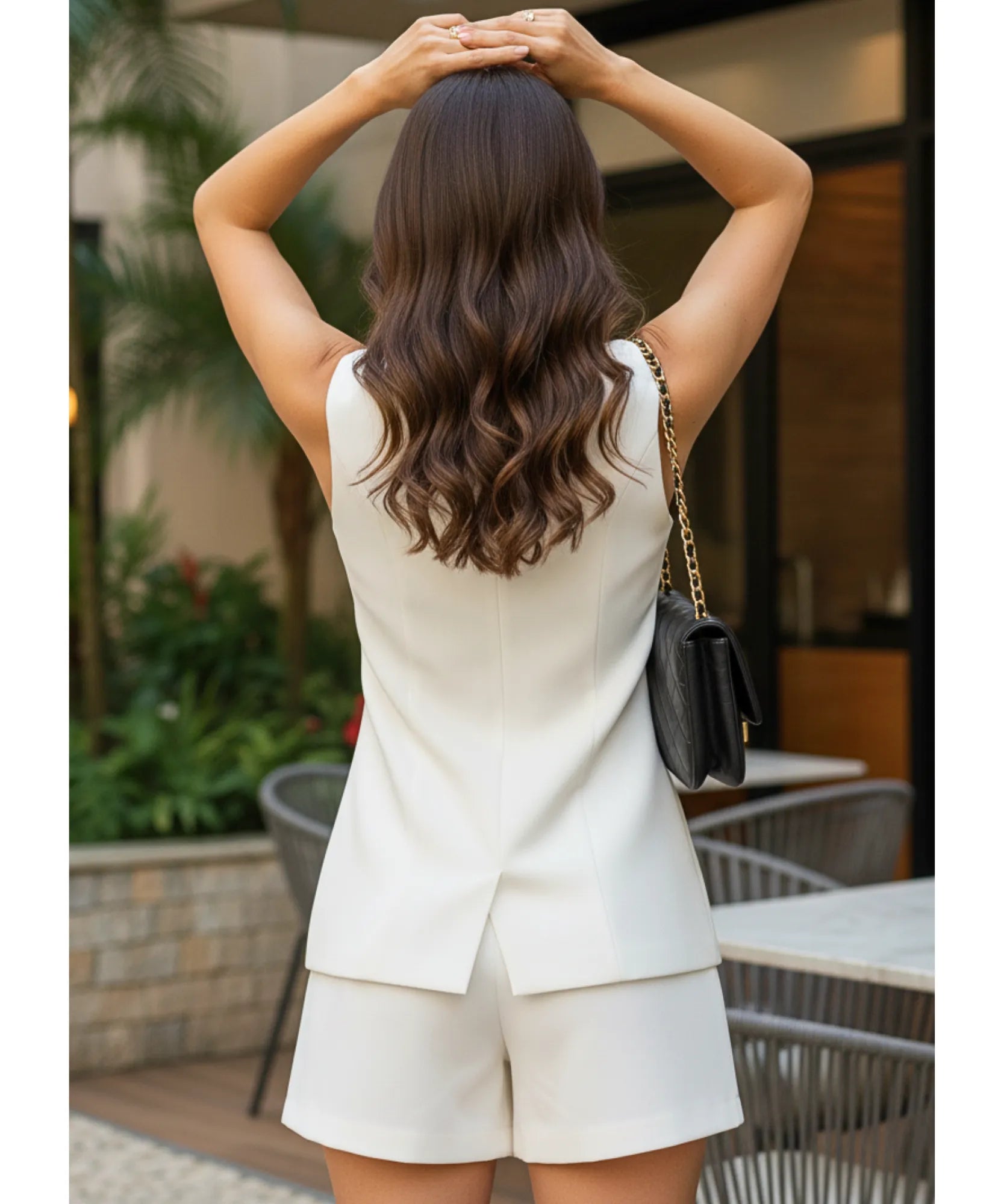 Comprar conjunto alfaiataria feminino colete short verde tecido premium modelagem estruturada casual elegante em promoção ZARA

