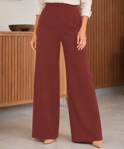 Comprar conjunto alfaiataria feminino elegante crepe blusa ombro caído calça pantalona wide leg em promoção ANELLIMN