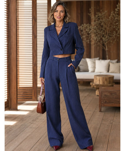 Comprar Conjunto Social Feminino Alfaiataria Risca de Giz barata e promoção ANELLIMN