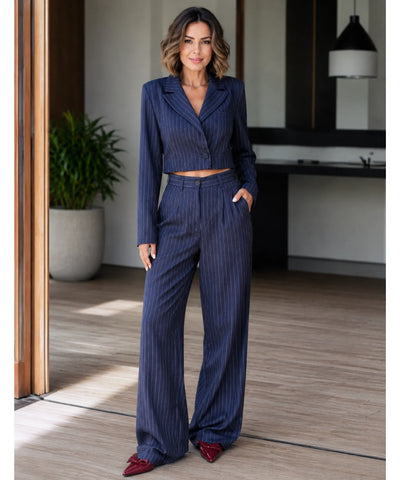 Comprar Conjunto Social Feminino Alfaiataria Risca de Giz barata e promoção ANELLIMN