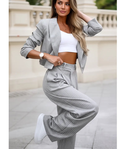 Conjunto Social Feminino Alfaiataria Risca de Giz Elegante | Grace