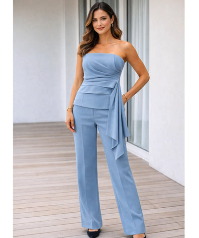 Comprar conjunto alfaiataria feminino elegante com top amarração lateral e calça cintura alta em promoção ZARA