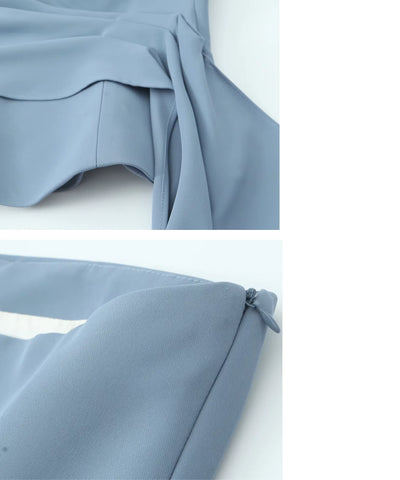 Comprar conjunto alfaiataria feminino elegante com top amarração lateral e calça cintura alta em promoção ANELLIMN