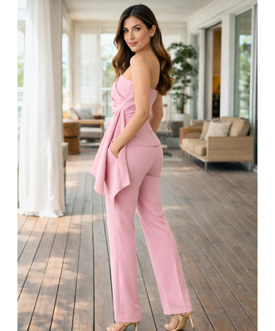 Comprar conjunto alfaiataria feminino elegante com top amarração lateral e calça cintura alta em promoção ZARA