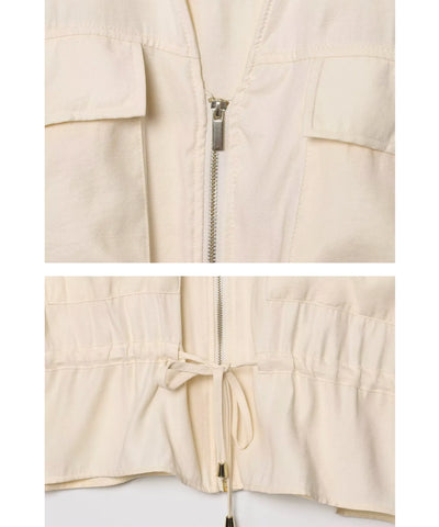 Conjunto alfaiataria feminino detalhe do zíper e amarração