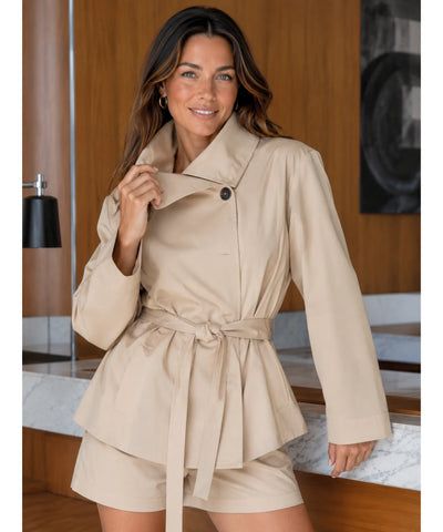 Comprar conjunto blazer bege alfaiataria feminino em promoção Anellimn
