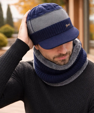 Comprar conjunto masculino chapéu e cachecol inverno elegante urbano
