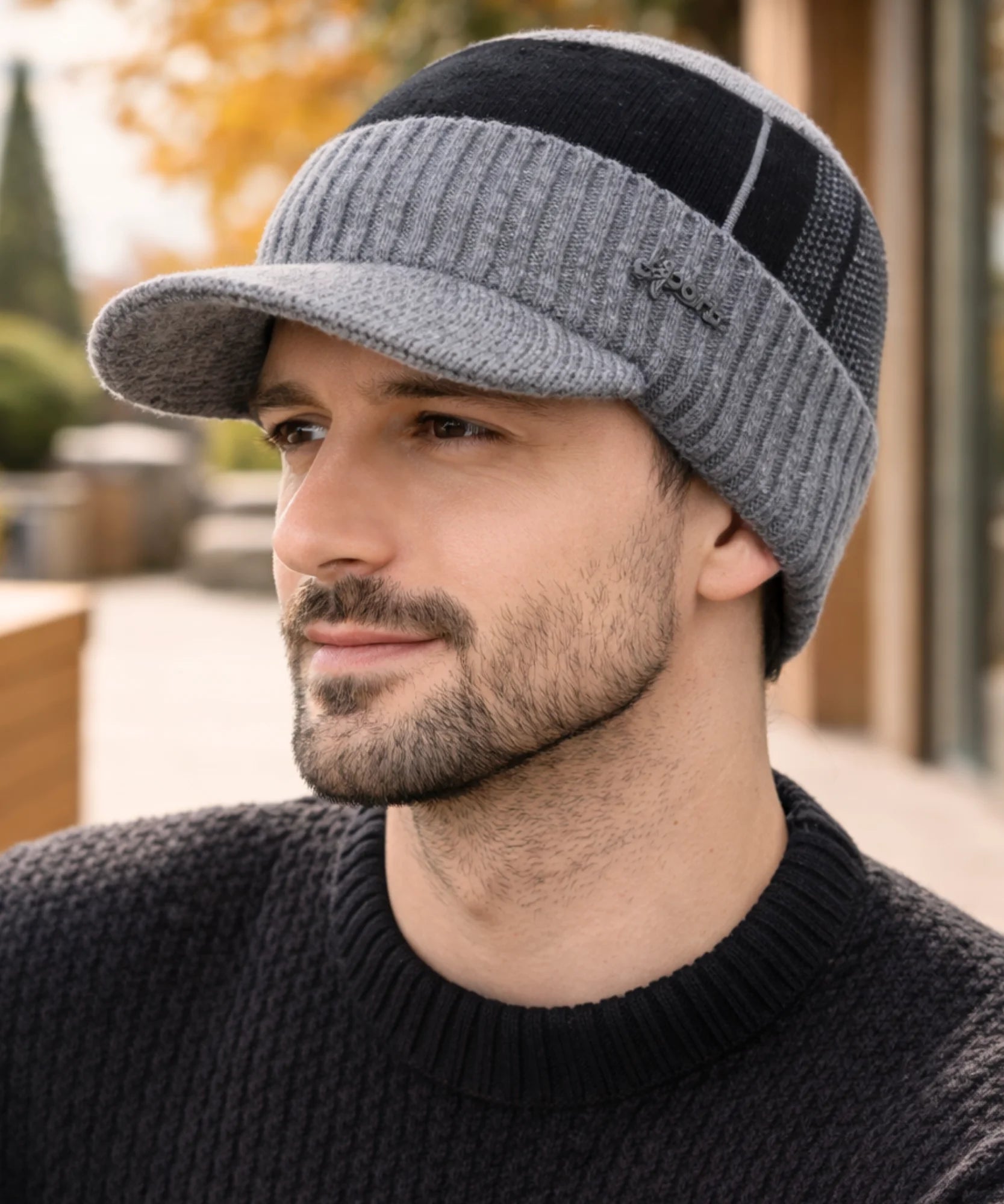 Comprar conjunto masculino chapéu e cachecol inverno elegante urbano