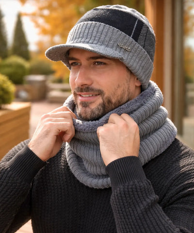 Comprar conjunto masculino chapéu e cachecol inverno elegante urbano