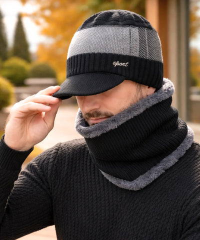 Comprar conjunto masculino chapéu e cachecol inverno elegante urbano