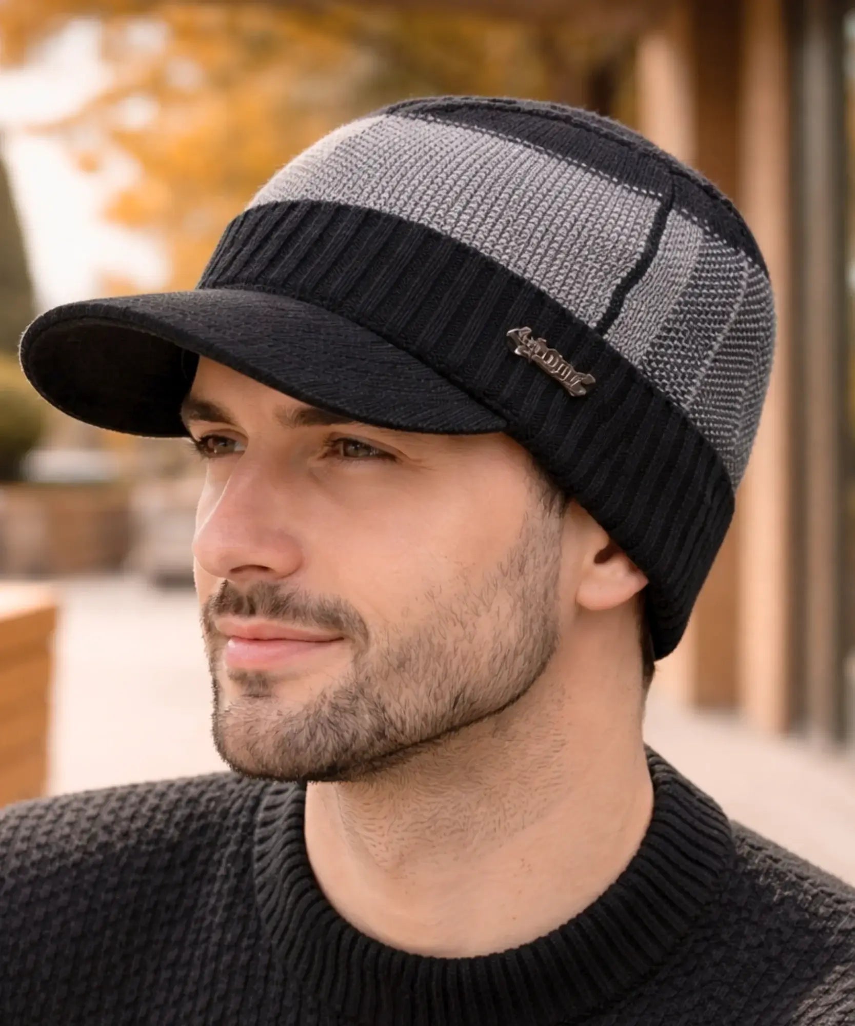 Comprar conjunto masculino chapéu e cachecol inverno elegante urbano