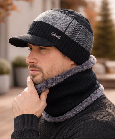 Comprar conjunto masculino chapéu e cachecol inverno elegante urbano