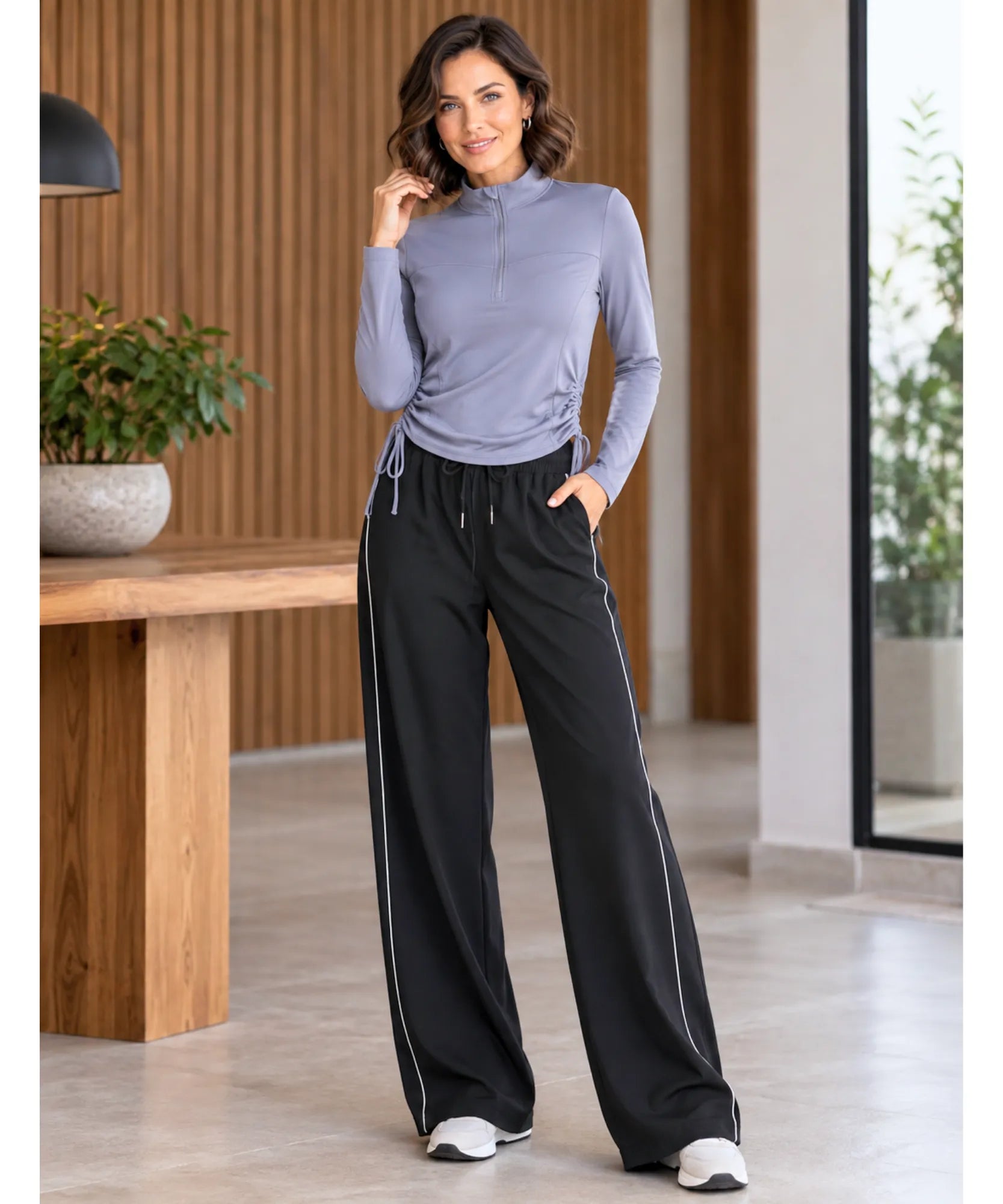 Comprar conjunto dry fit feminino manga longa e pantalona barato Anellimn