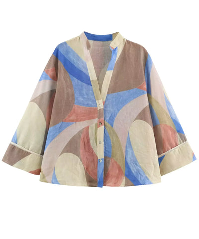 Comprar conjunto estampado feminino camisa avulsa manga 3/4 barato Anellimn