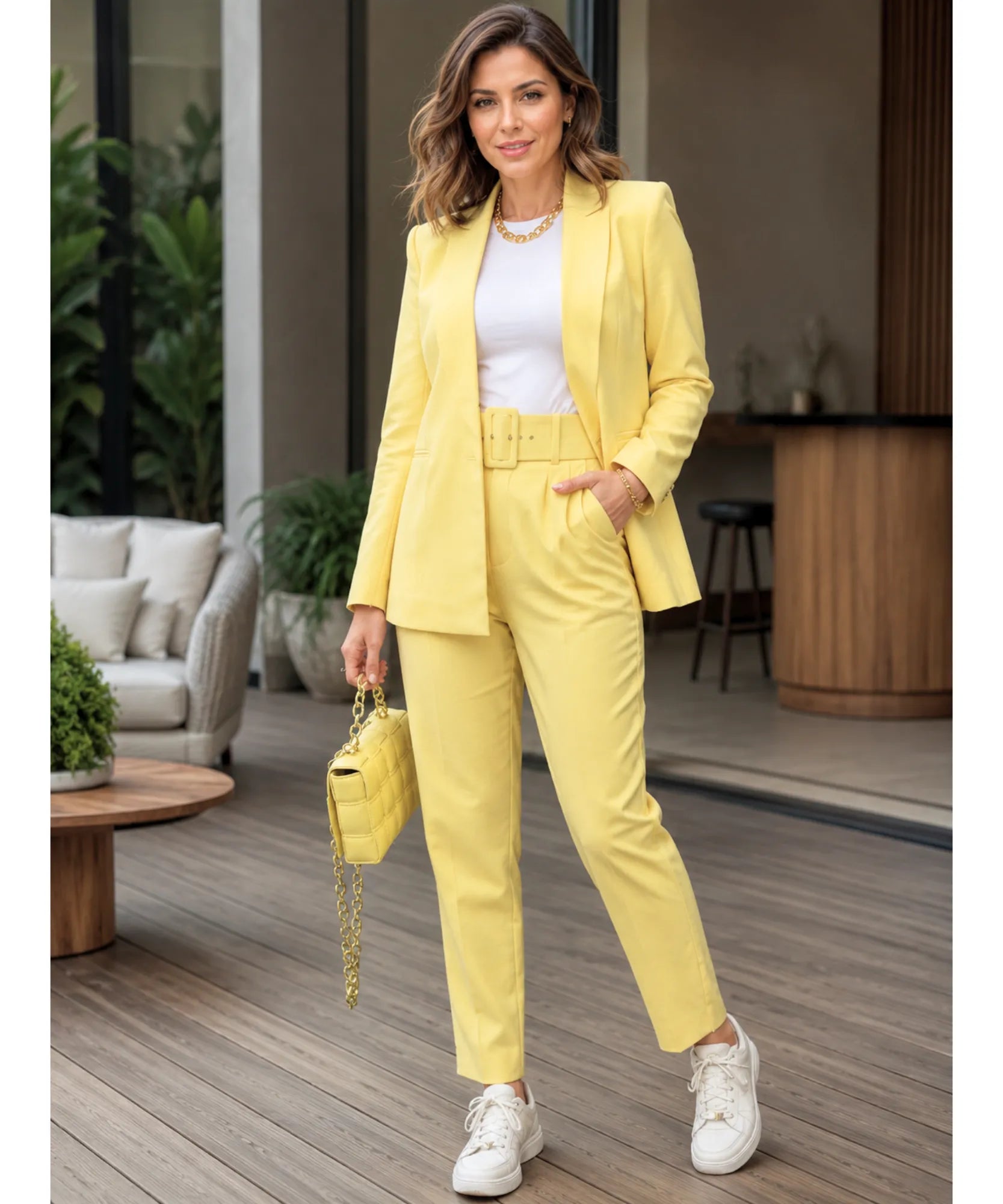 Comprar conjunto feminino alfaiataria azul com blazer e calça elegante para trabalho e reuniões barato ZARA