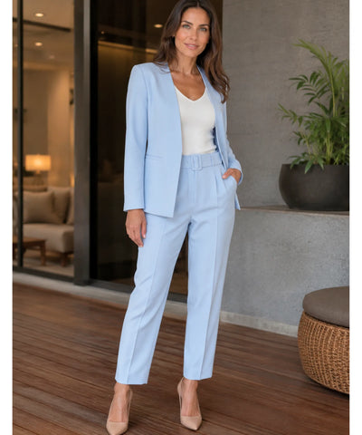 Comprar conjunto feminino alfaiataria azul com blazer e calça elegante para trabalho e reuniões barato ZARA