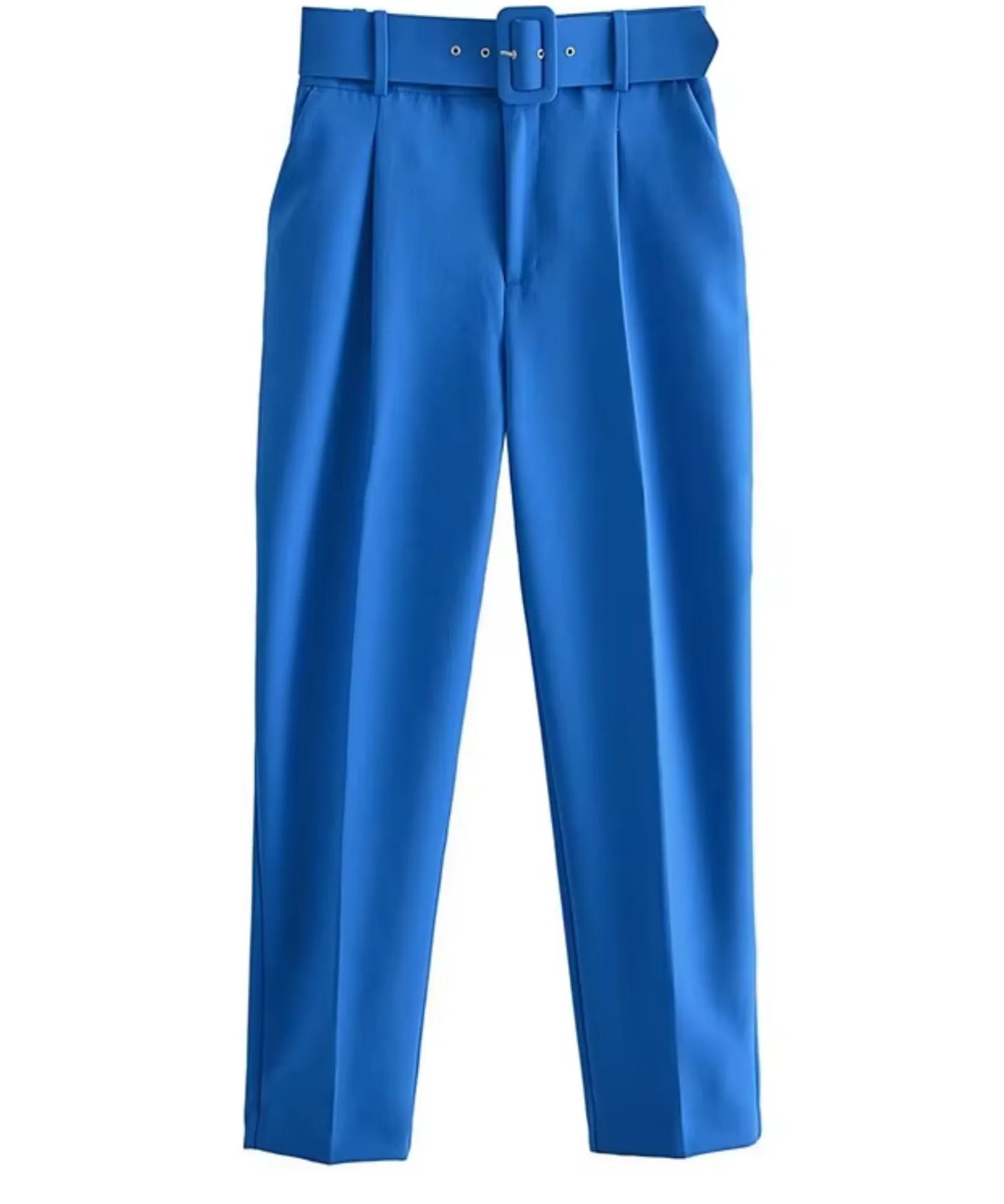 Comprar conjunto feminino alfaiataria azul com blazer e calça elegante para trabalho e reuniões barato ZARA