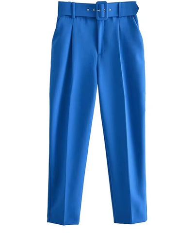 Comprar conjunto feminino alfaiataria azul com blazer e calça elegante para trabalho e reuniões barato ZARA