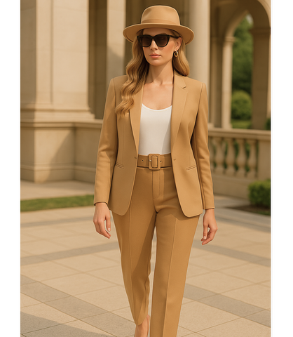 Comprar conjunto feminino alfaiataria bege com colete e calça elegante para trabalho e reuniões em promoção ZARA
