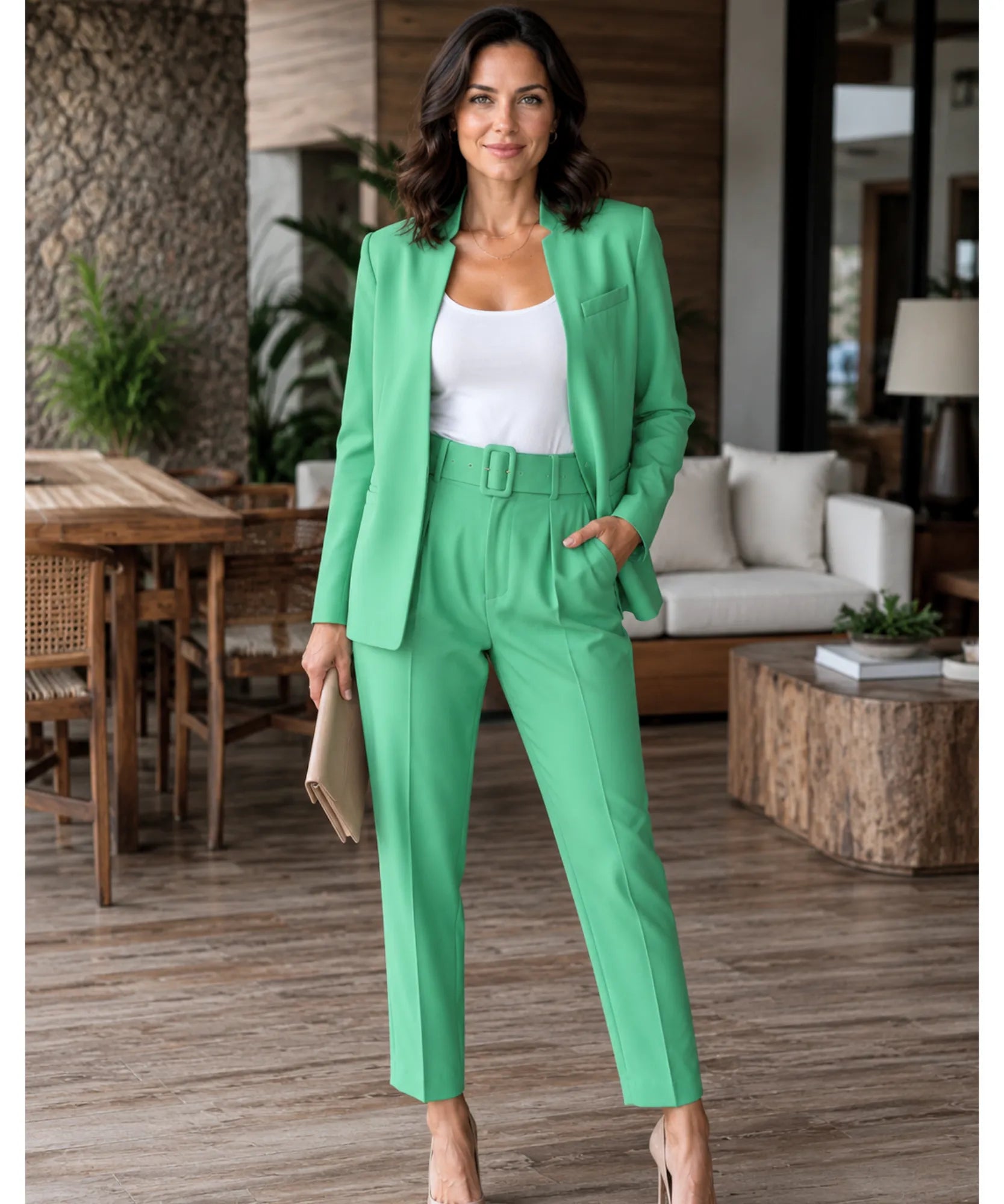 Comprar conjunto feminino alfaiataria azul com blazer e calça elegante para trabalho e reuniões barato ZARA