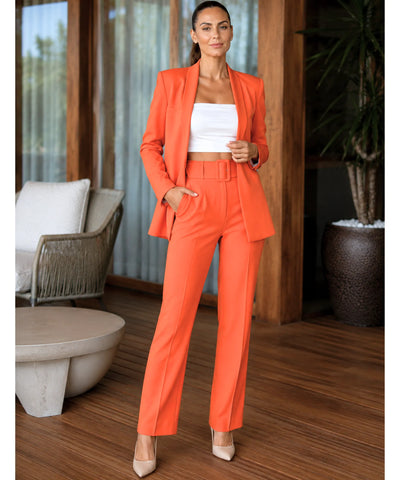 Comprar conjunto feminino alfaiataria azul com blazer e calça elegante para trabalho e reuniões barato ZARA